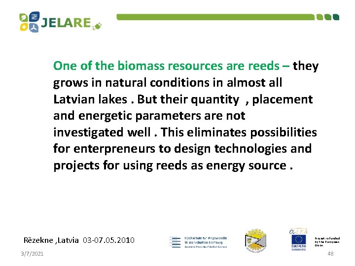 One of the biomass resources are reeds – they grows in natural conditions in