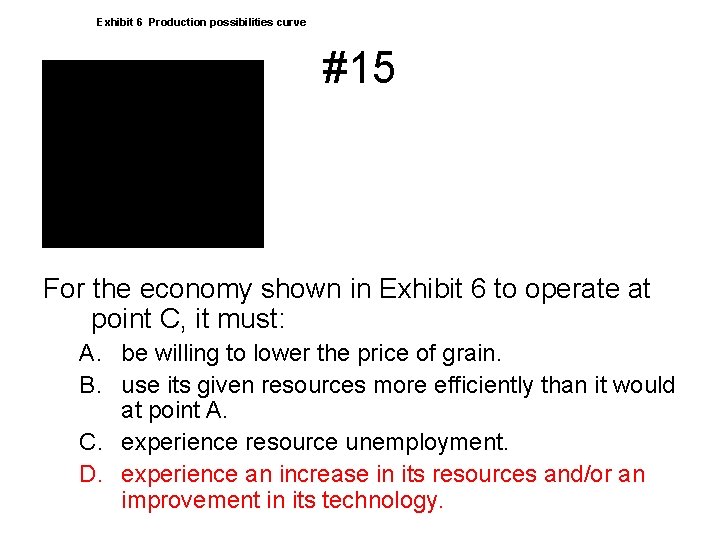 Exhibit 6 Production possibilities curve #15 For the economy shown in Exhibit 6 to