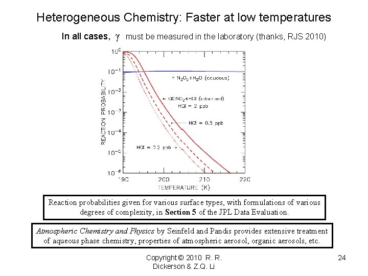 Heterogeneous Chemistry: Faster at low temperatures In all cases, must be measured in the