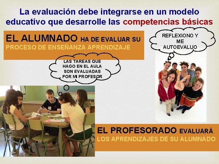 La evaluación debe integrarse en un modelo educativo que desarrolle las competencias básicas EL