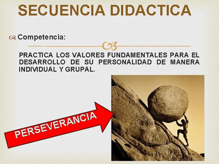 SECUENCIA DIDACTICA Competencia: PRACTICA LOS VALORES FUNDAMENTALES PARA EL DESARROLLO DE SU PERSONALIDAD DE