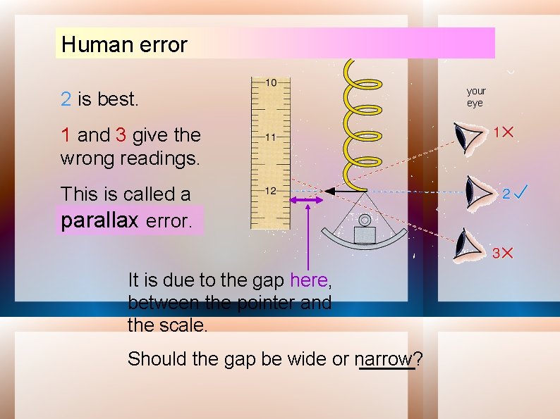 Human error 2 is best. 1 and 3 give the wrong readings. This is