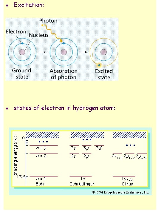 l Excitation: l states of electron in hydrogen atom: 