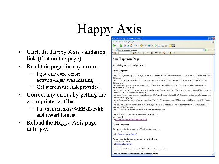 Happy Axis • Click the Happy Axis validation link (first on the page). • Happy Axis • Click the Happy Axis validation link (first on the page). •