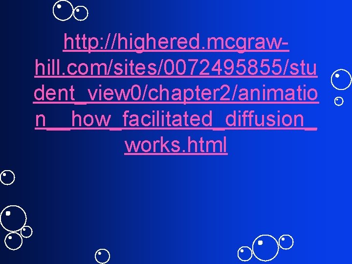 http: //highered. mcgrawhill. com/sites/0072495855/stu dent_view 0/chapter 2/animatio n__how_facilitated_diffusion_ works. html 