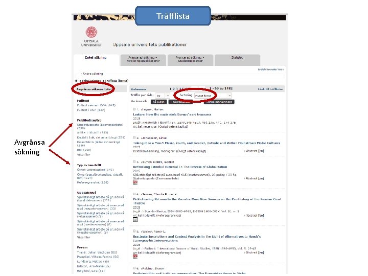 Träfflista Avgränsa sökning 