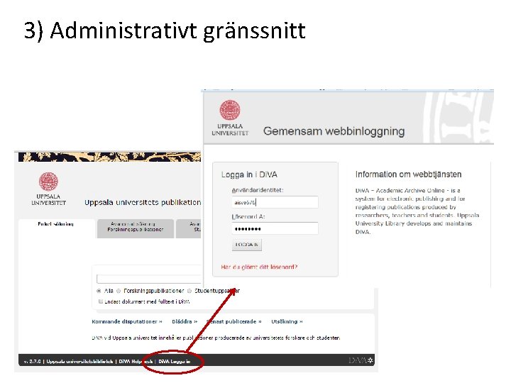 3) Administrativt gränssnitt 