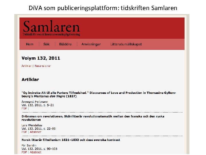 Di. VA som publiceringsplattform: tidskriften Samlaren 