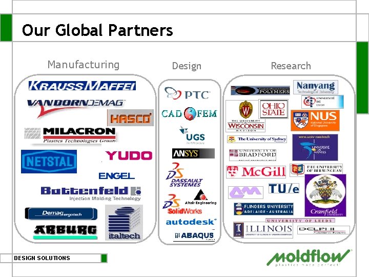 Our Global Partners Manufacturing DESIGN SOLUTIONS Design Research Our Global Partners Manufacturing DESIGN SOLUTIONS Design Research