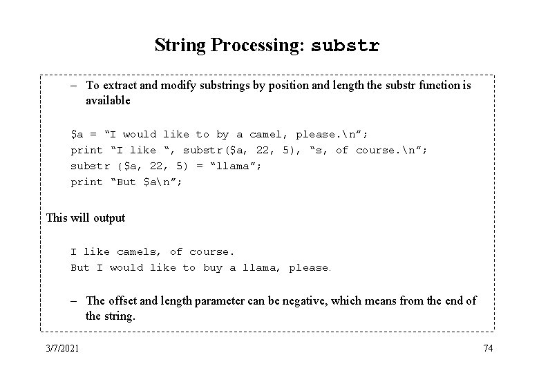 String Processing: substr – To extract and modify substrings by position and length the