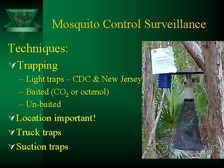 Mosquito Control Surveillance Techniques: ÚTrapping – Light traps – CDC & New Jersey –