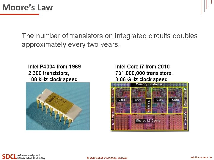 Moore’s Law The number of transistors on integrated circuits doubles approximately every two years. Moore’s Law The number of transistors on integrated circuits doubles approximately every two years.