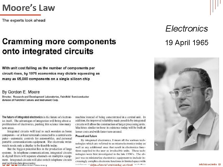 Moore’s Law Electronics 19 April 1965 SDCL Software Design and Collaboration Laboratory Department of Moore’s Law Electronics 19 April 1965 SDCL Software Design and Collaboration Laboratory Department of