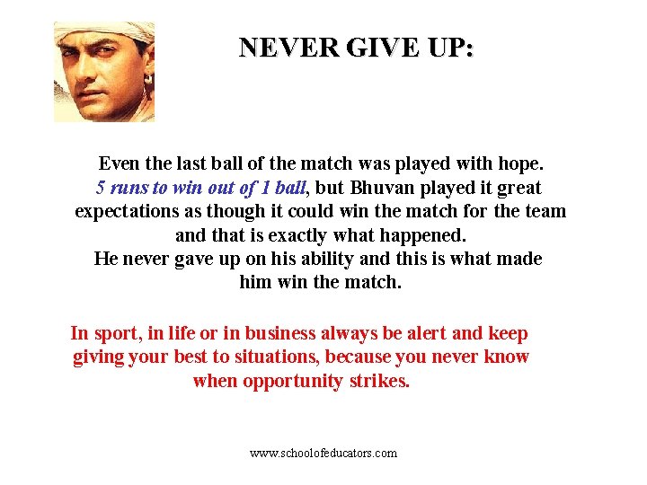 NEVER GIVE UP: Even the last ball of the match was played with hope.