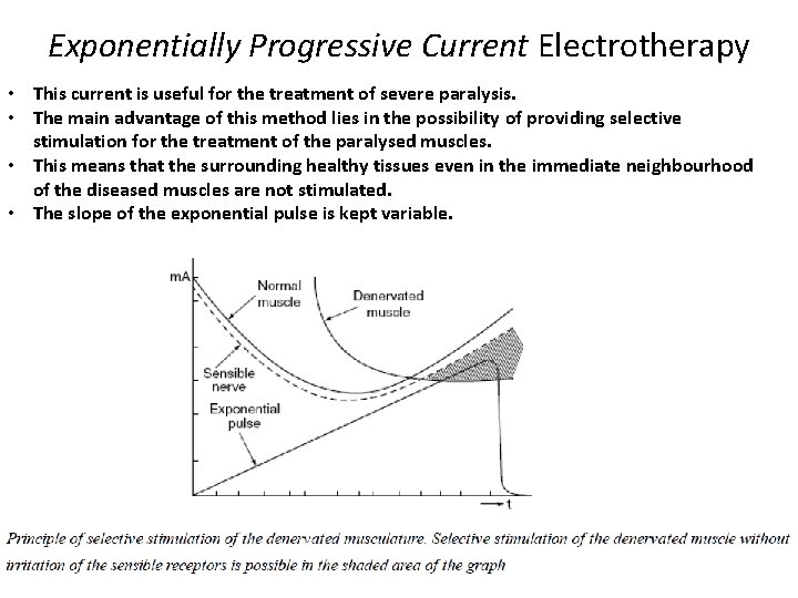 Exponentially Progressive Current Electrotherapy • This current is useful for the treatment of severe