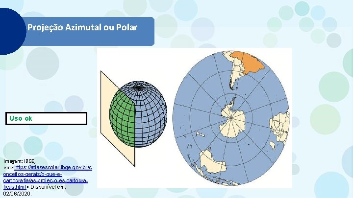 Projeção Azimutal ou Polar Uso ok Imagem: IBGE, em: <https: //atlasescolar. ibge. gov. br/c
