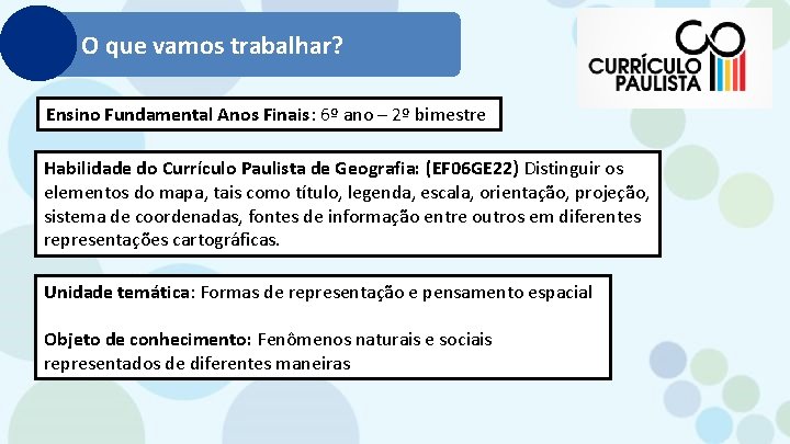O que vamos trabalhar? Ensino Fundamental Anos Finais: 6º ano – 2º bimestre Habilidade