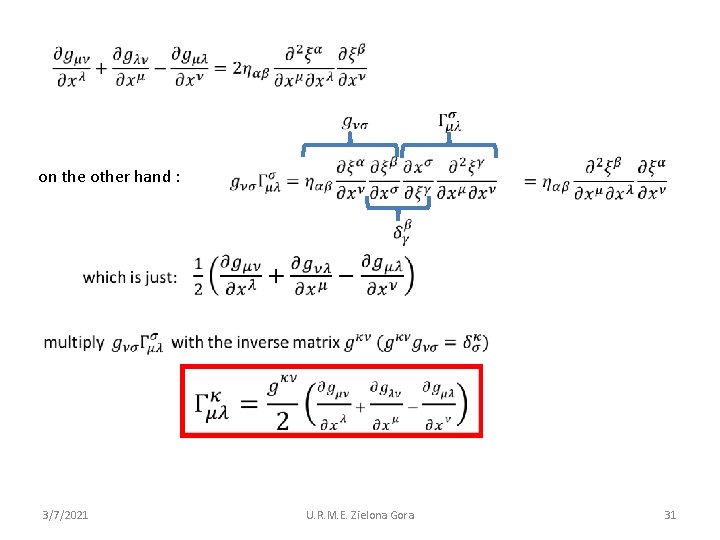 on the other hand : 3/7/2021 U. R. M. E. Zielona Gora 31