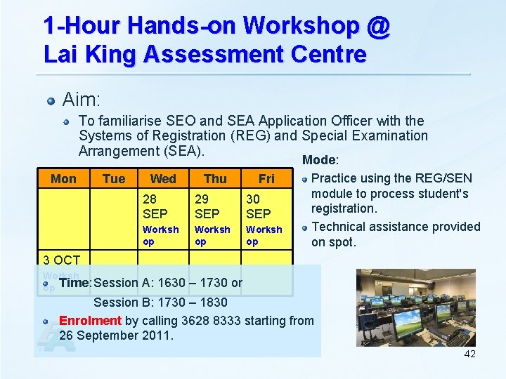 1 -Hour Hands-on Workshop @ Lai King Assessment Centre Aim: To familiarise SEO and