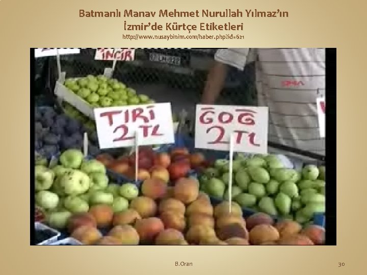 Batmanlı Manav Mehmet Nurullah Yılmaz’ın İzmir’de Kürtçe Etiketleri http: //www. nusaybinim. com/haber. php? id=621