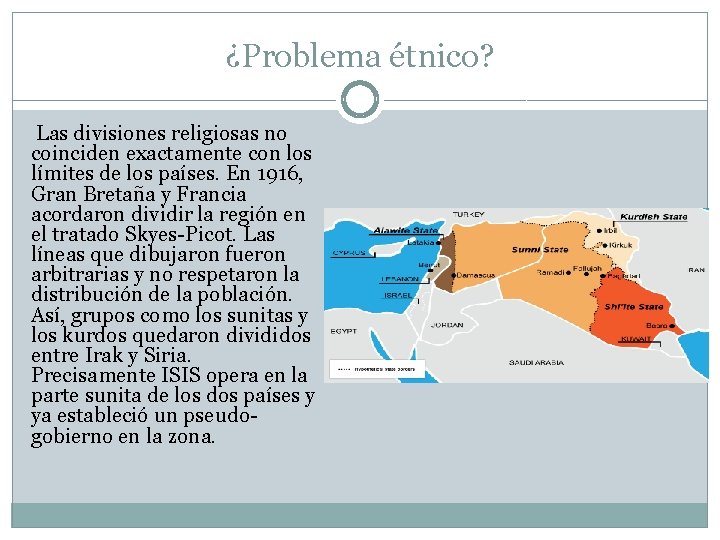 ¿Problema étnico? Las divisiones religiosas no coinciden exactamente con los límites de los países.