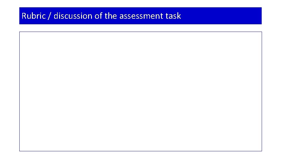 Rubric / discussion of the assessment task 