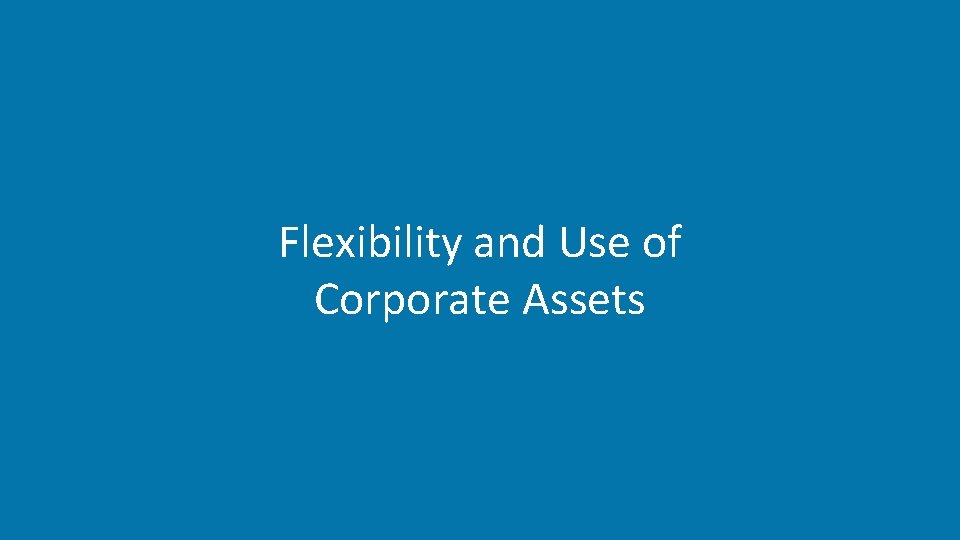 Flexibility and Use of Corporate Assets 12 