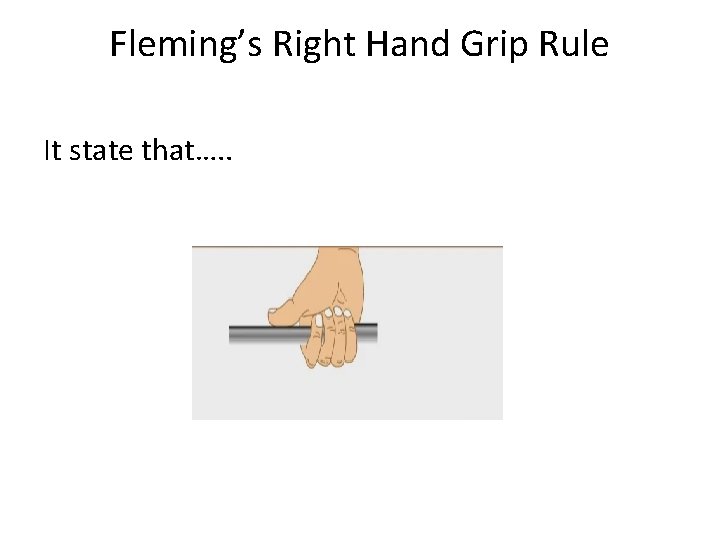 Fleming’s Right Hand Grip Rule It state that…. . 