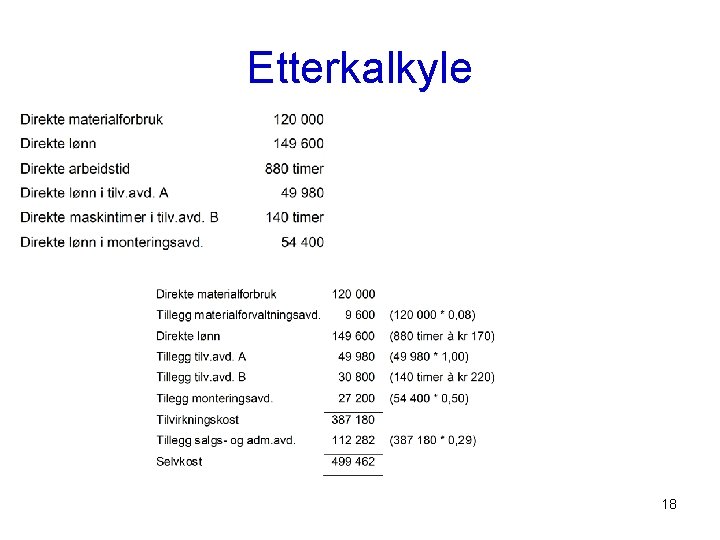Etterkalkyle 18 