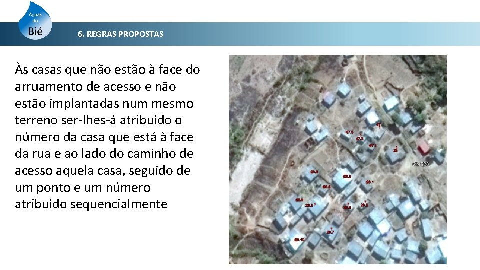 6. REGRAS PROPOSTAS Às casas que não estão à face do arruamento de acesso