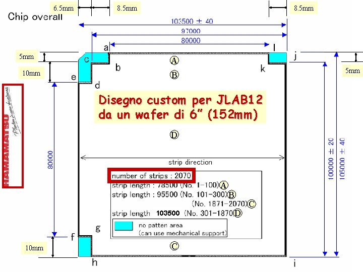 6. 5 mm 10 mm 8. 5 mm A 5 mm B Disegno custom