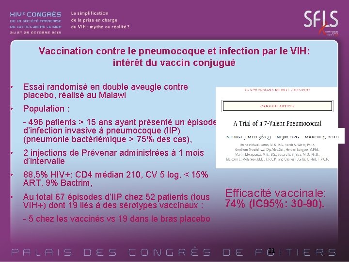 Vaccination contre le pneumocoque et infection par le VIH: intérêt du vaccin conjugué •