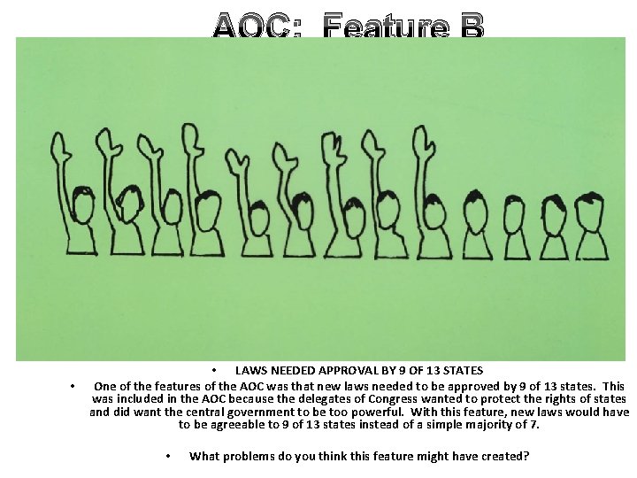 AOC: Feature B • • LAWS NEEDED APPROVAL BY 9 OF 13 STATES One