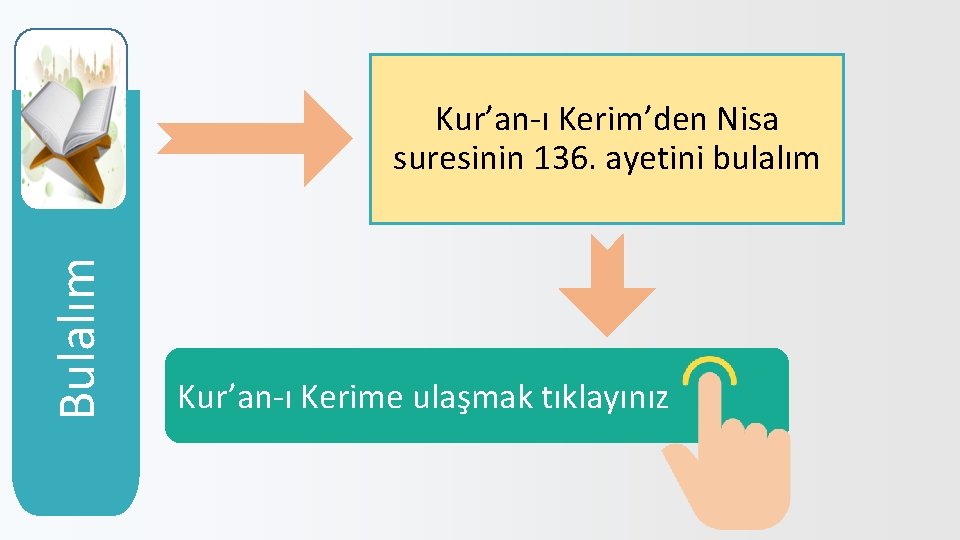 Bulalım Kur’an-ı Kerim’den Nisa suresinin 136. ayetini bulalım Kur’an-ı Kerime ulaşmak tıklayınız 