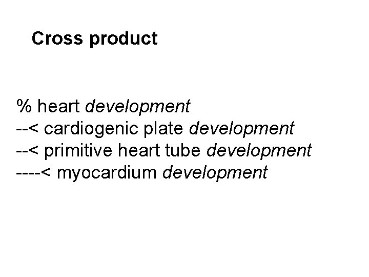 Cross product % heart development --< cardiogenic plate development --< primitive heart tube development