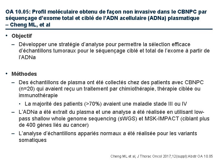 OA 10. 05: Profil moléculaire obtenu de façon non invasive dans le CBNPC par