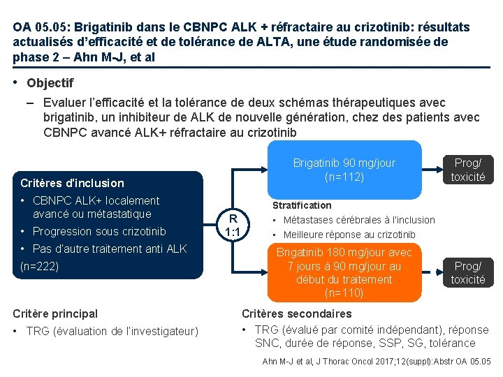 OA 05. 05: Brigatinib dans le CBNPC ALK + réfractaire au crizotinib: résultats actualisés