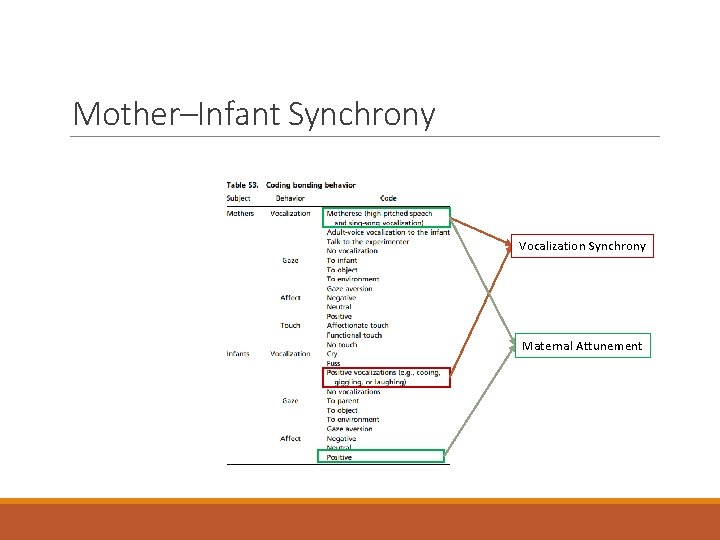 Mother–Infant Synchrony Vocalization Synchrony Maternal Attunement Mother–Infant Synchrony Vocalization Synchrony Maternal Attunement