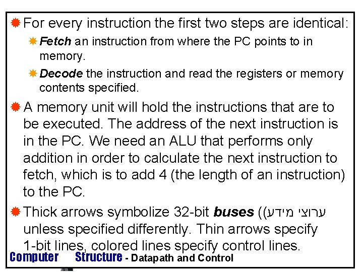 ® For every instruction the first two steps are identical: Fetch an instruction from ® For every instruction the first two steps are identical: Fetch an instruction from