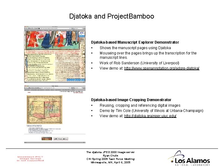 Djatoka and Project. Bamboo Djatoka-based Manuscript Explorer Demonstrator • Shows the manuscript pages using