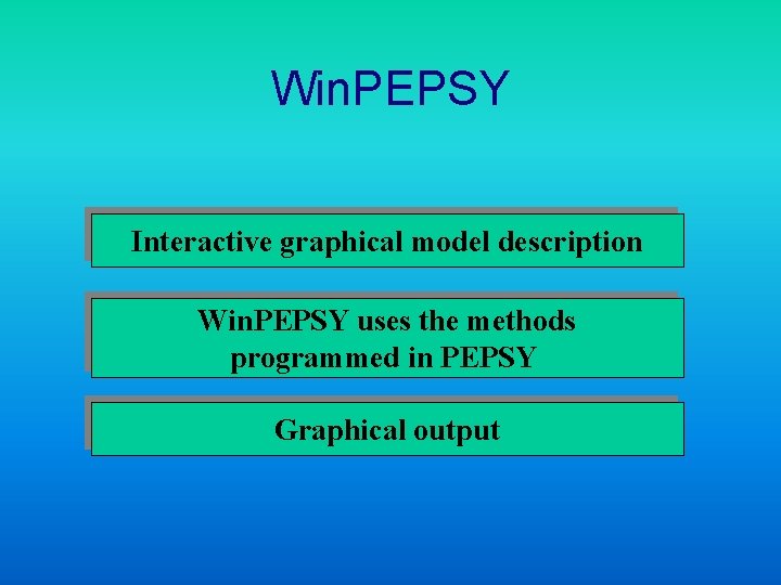 Win. PEPSY Interactive graphical model description Win. PEPSY uses the methods programmed in PEPSY
