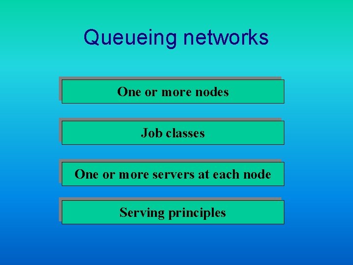 Queueing networks One or more nodes Job classes One or more servers at each
