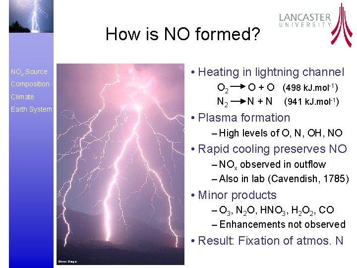 How is NO formed? • Heating in lightning channel NOx Source Composition O 2