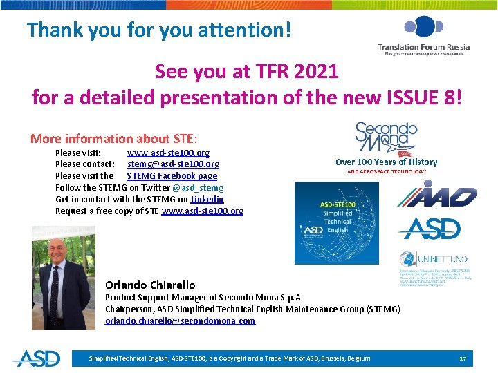 Thank you for you attention! See you at TFR 2021 for a detailed presentation