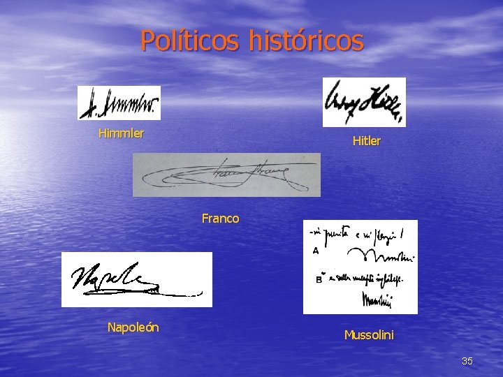 Políticos históricos Himmler Hitler Franco Napoleón Mussolini 35 