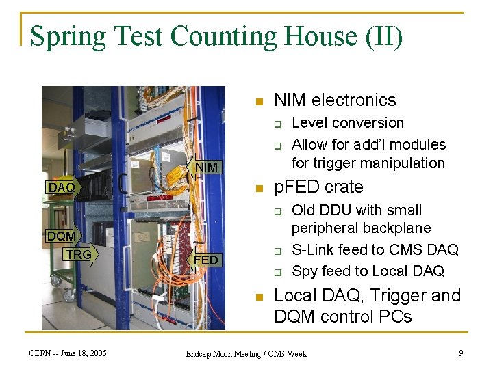 Spring Test Counting House (II) n NIM electronics q q NIM DAQ n p.