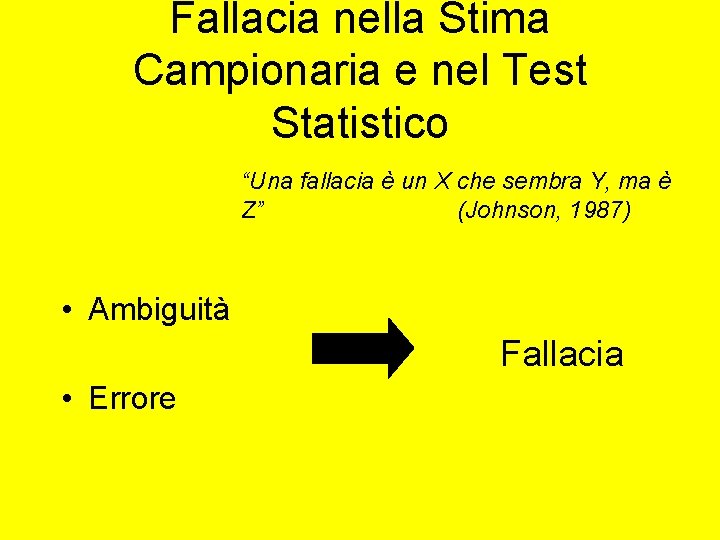 Fallacia nella Stima Campionaria e nel Test Statistico “Una fallacia è un X che Fallacia nella Stima Campionaria e nel Test Statistico “Una fallacia è un X che