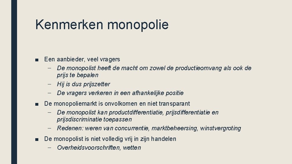 ECONOMIE INTEGRAAL Hoofdstuk 5 Economische macht Markt en