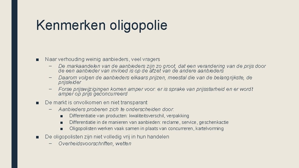 ECONOMIE INTEGRAAL Hoofdstuk 5 Economische macht Markt en