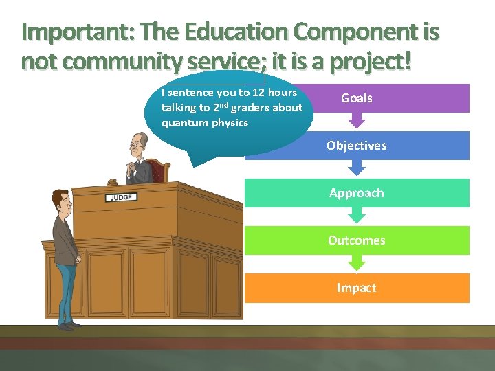 Important: The Education Component is not community service; it is a project! I sentence